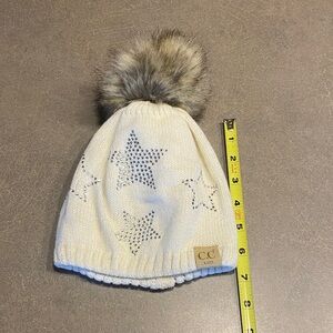 C.C Kids White Star Pom Beanie